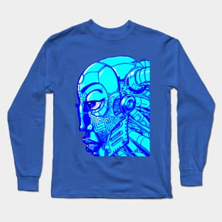 Robot Lady- Electric Blue Long Sleeve T-Shirt